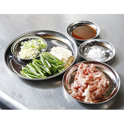 stainless steel round plate 10 plates set(school lunch plate) Preparation of ingredients display for meals