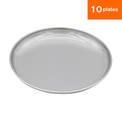 stainless steel round plate 10 plates set(school lunch plate) Preparation of ingredients display for meals