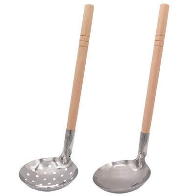 18-0 Stainless Steel, Wooden Handle Ladle(kanagai)Φ11.3cm, handle 32cm