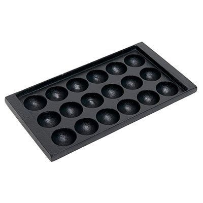 Cast Iron Takoyaki Pan – 18 Cups(Each: 4.5cm×2.4cm) for Large Takoyaki, ,High Rim,Kodama Imono