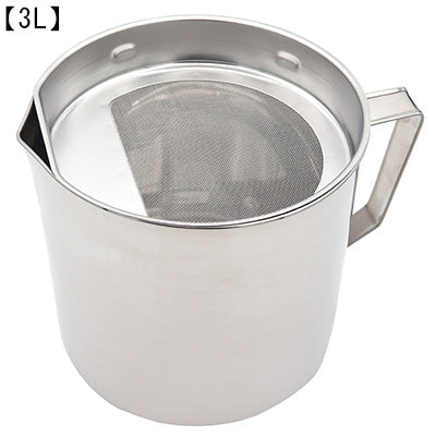 18-8 Stainless Steel Oil Pot with Strainer (2L Φ14cm~5L Φ18cm)