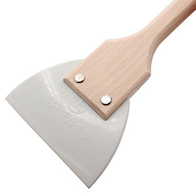 Hotei mark. wooden handle rubber spatula. long handle