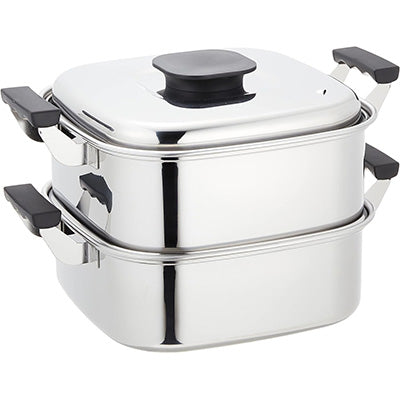 Stainless Steel "MOMO" Square Pressed Steamer 2-Tier with 1 inner tray,