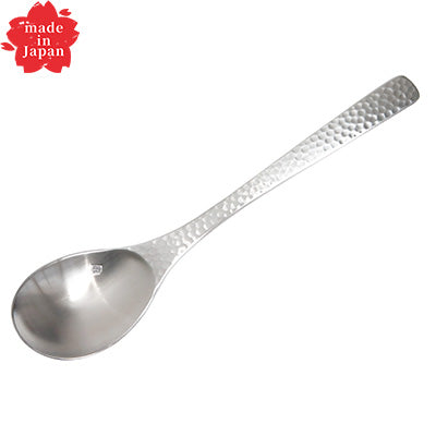 Takumi Stainless Steel Dessert Spoon 18cm – XM-7, Hammered Finish, Made in Japan