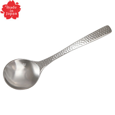 Takumi Stainless Steel Bouillon Spoon 15cm – XM-7, Hammered Finish, Made in Japan
