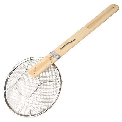 18-8 Stainless Steel Bamboo Handle Soba Strainer, Horizontal Handle 18cm (6.5 Mesh) Professional Use