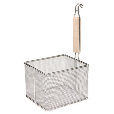 18-8 Stainless Steel Wooden Handle, Square Udon Strainer 12Mesh, "Fits frozen noodles"