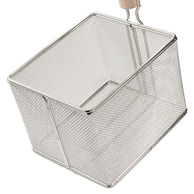 18-8 Stainless Steel Wooden Handle, Square Udon Strainer 12Mesh, "Fits frozen noodles"