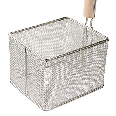 18-8 Stainless Steel Wooden Handle, Square Udon Strainer 12Mesh, "Fits frozen noodles"