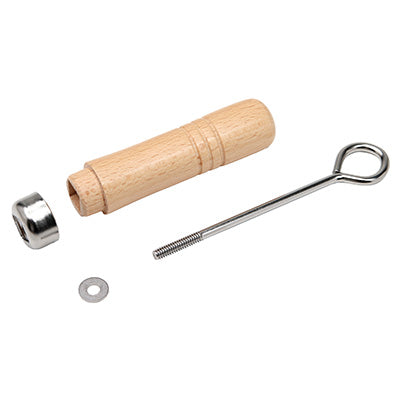 "Cast Iron Steak & Grill Pan" – 26.4cm Round, Wood Handle, IH Compatible, Searing Marks for Enhanced Flavor"