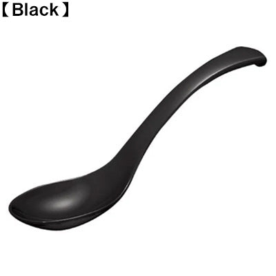 Melamine Uni-Style Soup Spoons – Set of 4 (Color Options Available) – 17cm – Lightweight – Dishwasher Safe – Made in Japan_Black
