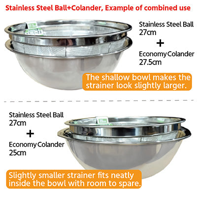 Stainless Steel Bowl (27cm) + Economy Strainer (27.5cm or 25cm)