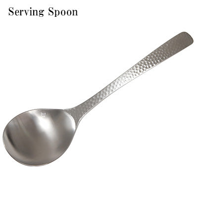 Takumi XM-7 Hammered Stainless Steel Serving Spoon & Fork Set of 2 – Made in Japan