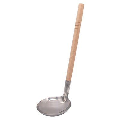 18-0 Stainless Steel, Wooden Handle Ladle(kanagai)Φ11.3cm, handle 32cm