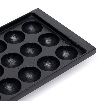 Cast Iron Takoyaki Pan – 18 Cups(Each: 4.5cm×2.4cm) for Large Takoyaki, ,High Rim,Kodama Imono