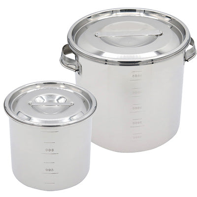 18-8 Circle・Deep Type Kitchen Pot (with scale・stainless)
