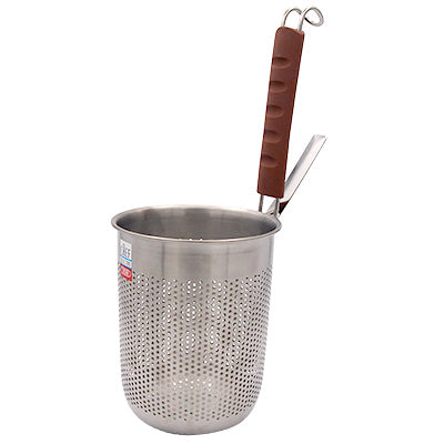Silicone Handle Pressed Perforated Deep Strainer (2.2mm Holes) – Udon Scooper