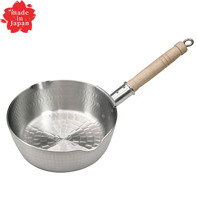 Nakao Aluminum Yukihira Pan – Shallow & Wide Base, Hammered Finish, Extra-Thick 3mm For Gas Stoves Only – Made in Japan