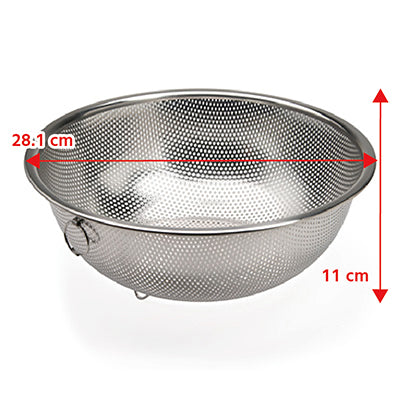 Stainless Steel Chef’s Perforated Bowl 27cm with Stand &amp; Ring (Drain Bowl)