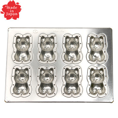 Silver Shiba Inu Baking Pan 8-Cavity (Wankichi Design) | No Pre-Seasoning Required | High Heat Conductivity | Made in Japan