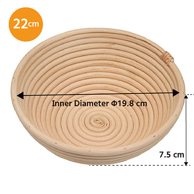Rattan Bread Proofing Basket, Round 22cm – Natural Material for Campagne Bread