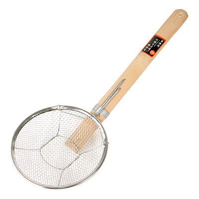 18-8 Stainless Steel Bamboo Handle Soba Strainer, Horizontal Handle 18cm (6.5 Mesh) Professional Use
