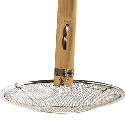 18-8 Stainless Steel Bamboo Handle Soba Strainer, Vertical Handle 24cm (6.5 Mesh) Professional Use