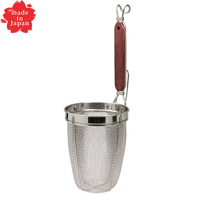 Deep Round Bottom Udon Frying Tool with Wooden Handle - Peacock