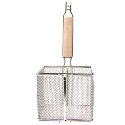 18-8 Stainless Steel Wooden Handle, Square Udon Strainer 12Mesh, "Fits frozen noodles"