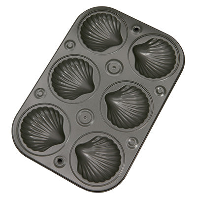 Madeleine Shell Mold 6P – Non-Stick Coated Bakeware, No Pre-Seasoning Needed