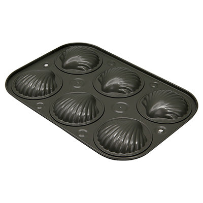 Madeleine Shell Mold 6P – Non-Stick Coated Bakeware, No Pre-Seasoning Needed