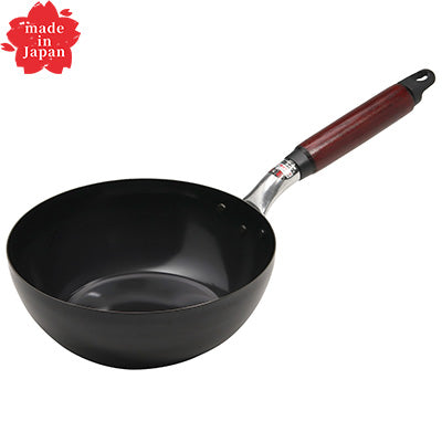 Iron Stir-Fry Ajitatsujin 20-28cm – Silicone Coating, No Pre-Seasoning Required, Wooden Handle, Gas &amp; IH Compatible　Made in Japan