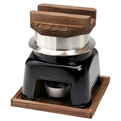 Aluminum Kamameshi Rice Pot Set (Large, 1 Cup) with Black Wooden Base – Non-Stick Interior, ※Solid Fuel Not Included