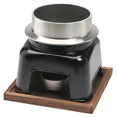 Aluminum Kamameshi Rice Pot Set (Large, 1 Cup) with Black Wooden Base – Non-Stick Interior, ※Solid Fuel Not Included