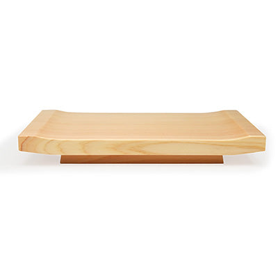 Hinoki Wooden Serving Plate – C-Shaped, Plain