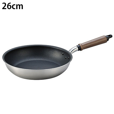 Plateado EM Frying Pan 20–26cm – Lightweight Stainless Steel & Aluminum 2-Layer Construction, Gas & IH Compatible　Made in Japan