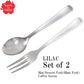 LILAC Stainless Steel Coffee Spoon & Mini Dessert Fork Set of 2 – Made in Japan (Hime Fork)