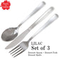 LILAC Stainless Steel Dessert Knife, Fork & Spoon Set of 3 – Made in Japan