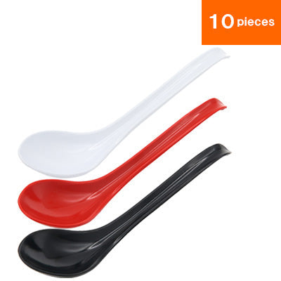 Melamine Long Chinese Soup Spoons – Set of 10 19cm, Dishwasher Safe, TAKARA