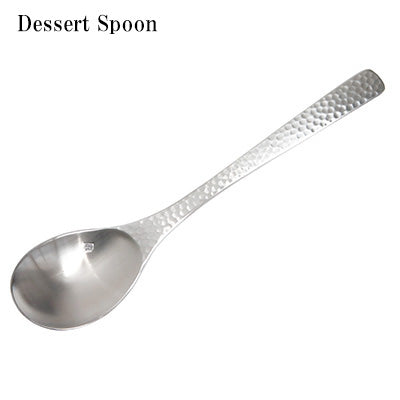 Takumi XM-7 Hammered Stainless Steel Dessert Knife, Fork Spoon Set of 3 – Made in Japan