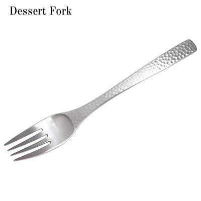 Takumi XM-7 Hammered Stainless Steel Dessert Knife, Fork Spoon Set of 3 – Made in Japan