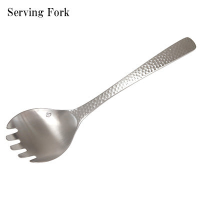 Takumi XM-7 Hammered Stainless Steel Serving Spoon & Fork Set of 2 – Made in Japan