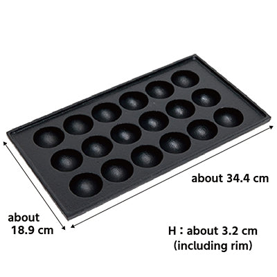 Cast Iron Takoyaki Pan – 18 Large Holes(Each: 4.5cm×2.4cm) for Large Takoyaki, Kodama Imono