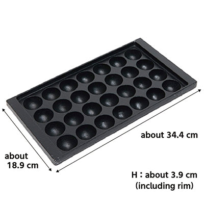 Cast Iron Takoyaki Pan – 28 Holes(Each: 3.6cm×2.4cm), High Rim,Kodama Imono