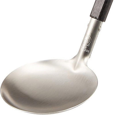 Utage 18-8 Stainless Steel Solid Table Ladle with Packer Wood Handle 1 piece～　Made in Japan, For Hot Pot and Table Use